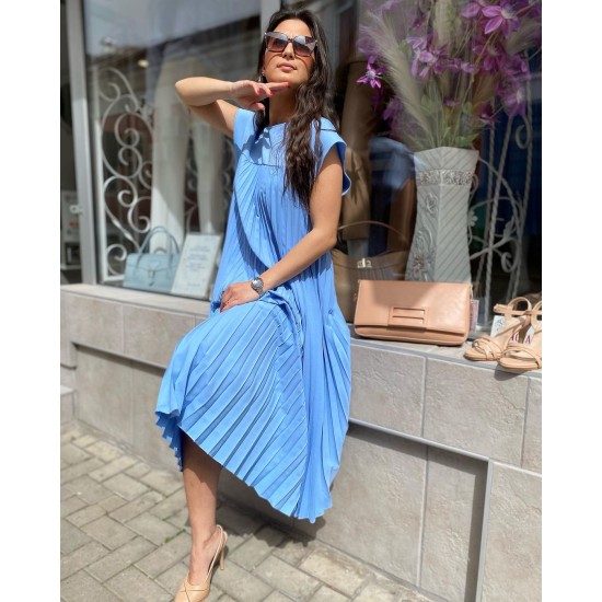 HOT SALESleeveless pleated simple solid colour dress