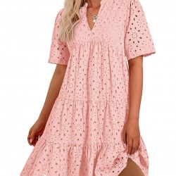 2025 Heier Verkauf - Elegantes, lssiges Minikleid mit ausgehhlter Spitze und Rüschen für Damen