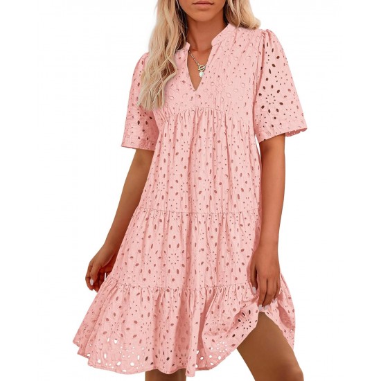 2025 Heier Verkauf - Elegantes, lssiges Minikleid mit ausgehhlter Spitze und Rüschen für Damen