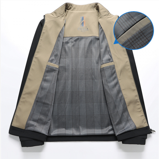 （50 % Rabatt auf den Spotpreis und kostenloser Versand） Herren-Freizeitjacke mit Stehkragen und Reiverschluss