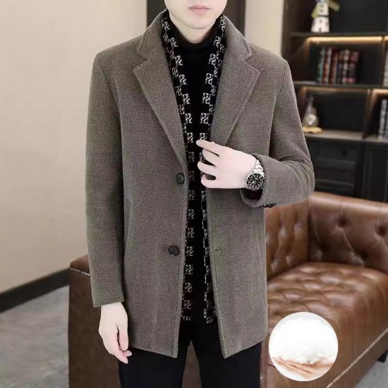 Kostenloser Versand Stilvolle Winterjacke aus Tweed mit Revers und weiem Entendaunenfutter für Herren