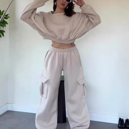 2-teiliges Set für Damen mit Rundhals-Sweatshirts & Jogginghose