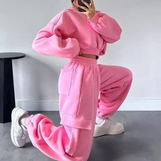 2-teiliges Set für Damen mit Rundhals-Sweatshirts & Jogginghose