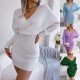 Xmas Sales - 50% OFFSexy Strick-Minikleid mit langen Batwing-rmeln
