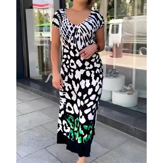 Begrenzter Ausverkauf 50% OFFLssiges bedrucktes kurzrmeliges Kleid