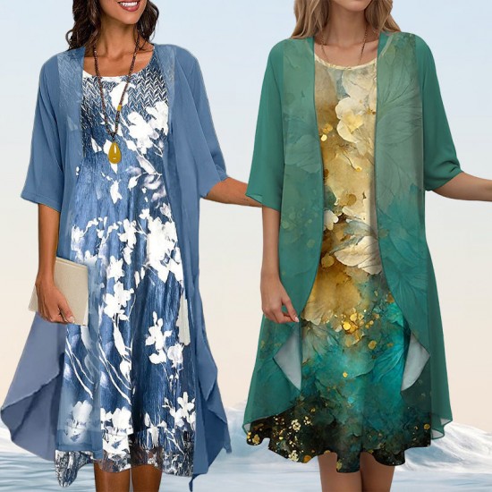 Neu für 2025Zeitlich begrenztes Angebot - 2-teiliges Set: Hemd + Kleid mit halben rmeln