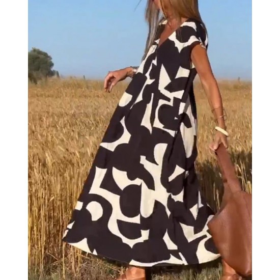 Lssiges Damenkleid mit geometrischen Farbblcken