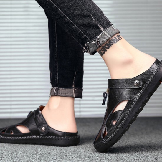 Handgefertigt aus echtem LederLssige Sandalen mit umklappbarem Fersenriemen für Herren