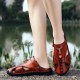 Handgefertigt aus echtem LederLssige Sandalen mit umklappbarem Fersenriemen für Herren