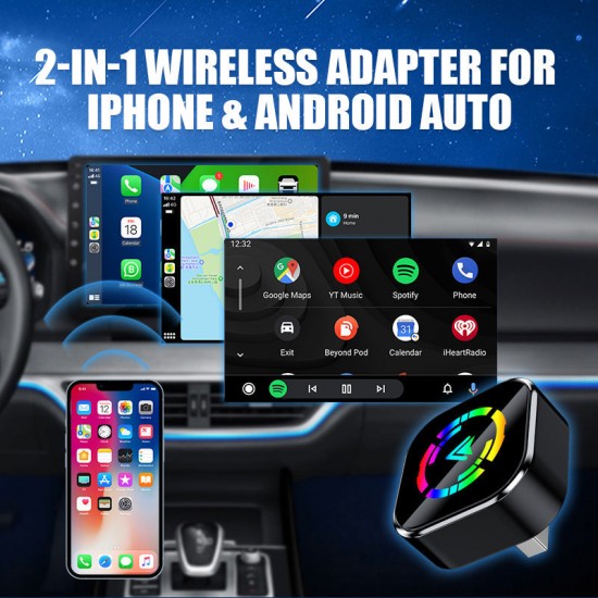 2-in-1 Drahtloser Adapter für iPhone & Android Auto