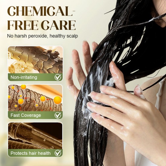  KAUF 2 ERHALT 3!  Pflanzenbasierte Haarfarbe für Grau - Sanfte Formel mit Pflanzenextrakten für Natürlichen Farbton & Glanz ♀