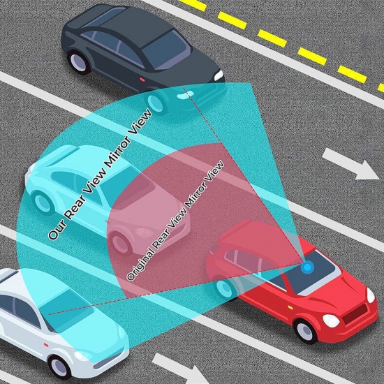 Breiter Rückspiegel mit gebogener Form für Autos